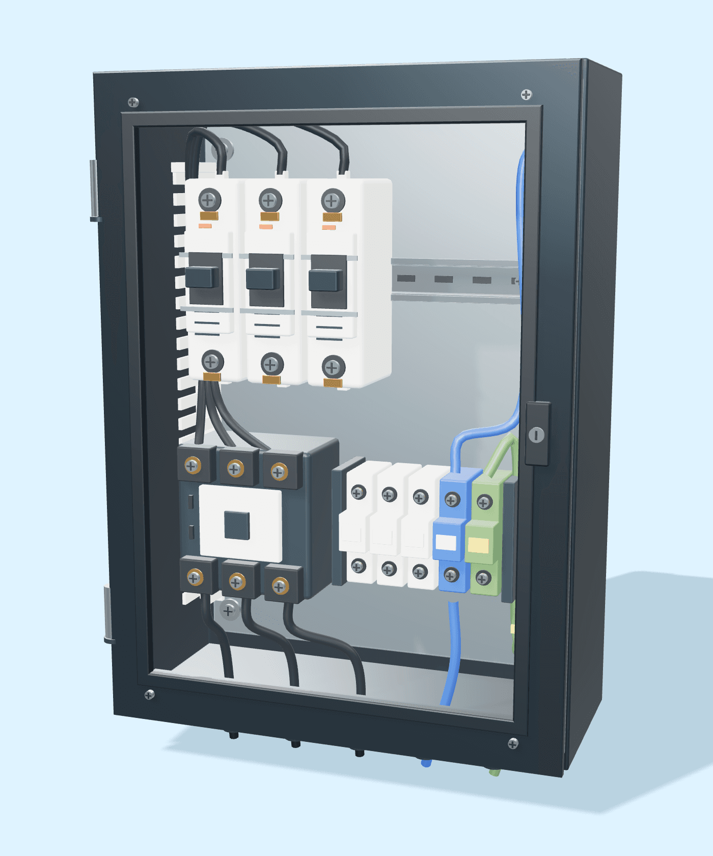 Detailliertes generisches E-Box-Modell mit Inspektionstür